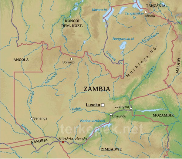 Zambia térkép